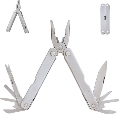 Lomera Multitool met 15 Functies - Outdoor Tool - Zakmes - Schroevendraaier - Tang - Flessenopener - Roestvrij Staal - Opbergtasje - Camping Gereedschap - Gereedschap Gadget - Handig voor Outdoor - Compact Ontwerp