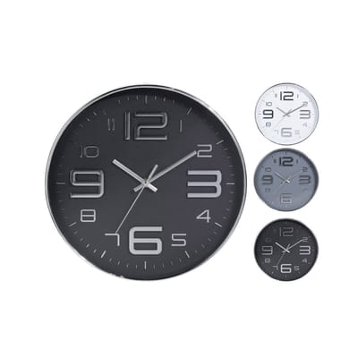 Wandklok 30,5 cm 3 assorti zilver