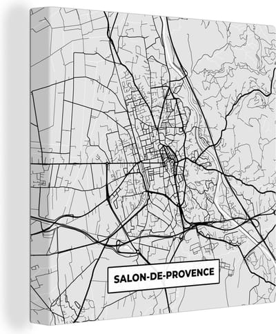 Canvas Schilderij Stadskaart - Frankrijk - Kaart - Salon-de-Provence - Plattegrond - 20x20 cm - Wanddecoratie
