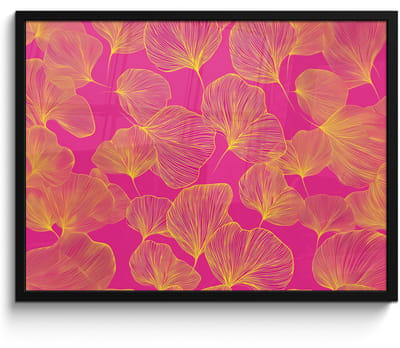 Poster in lijst - Fotolijst 80x60 cm - Posters - Bladeren - Nerven - Grafisch - Roze - Posterlijst zwart - Decoratie - Wanddecoratie woonkamer - Muurdecoratie slaapkamer