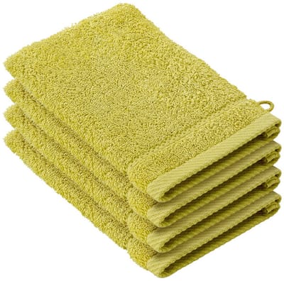 De Witte Lietaer Washandjes Stephanie Warm Olive - 15 x 21 cm - set 4 stuks - Groen - Katoen