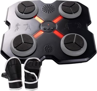 Muzikale Boksmachine - Ritmeponstrainer - Thuisfitness Oefenen - Interactief Kleurlicht - 28x28x5cm - Zwart