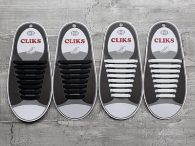 2 stuks Elastische Veters Zwart en Wit - Zonder Strikken - 2 Paar Schoenen - Kinderen & Volwassenen - CLIKS