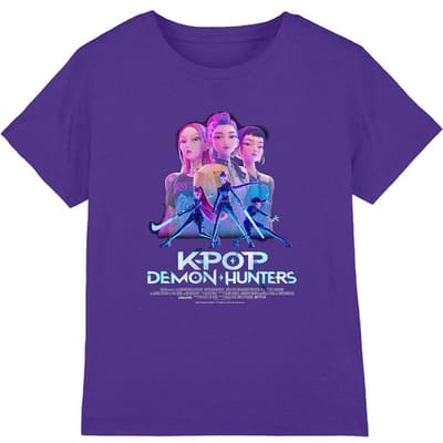 K-Pop Demon Hunters Kinderen Huntrix Huntr/X Poster T-Shirt (Paars)