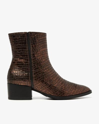 VIA VAI Rose Baker Enkellaarsjes Dames - Leer - Brons - Maat 38