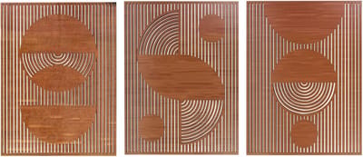 Set van 3 Houten Geometrische Wanddecoratie, Modern Hol Ontwerp