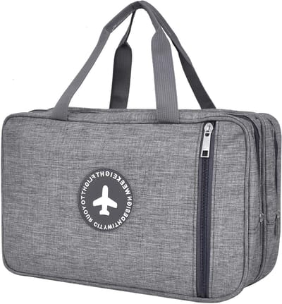 Waterdichte Toilettas voor Reizen, Cosmetica Organizer met Droge en Nat Compartiment, 33 x 16 x 20 cm, Ideaal voor Mannen, Vrouwen en Kinderen, Grijs, Ruimtebesparend en Duurzaam