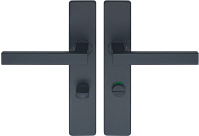 Deurklink Op Schild met WC Garnituur - Mat Zwart - Deurkruk - Deurbeslag Set - Incl. Bevestigingsmateriaal - Terugslagveer - Vierkant - Geschikt voor 5 en 8 mm Slotgat