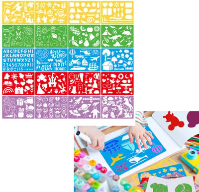 20 Stuks Teken Sjablonen – Schildersjablonen - Hobby & Creativiteit - Tekenen & Kleuren – Kinderen - Plastic tekensjablonen - Kunstprojecten voor scholen – Journalsjablonen - LOUZIR