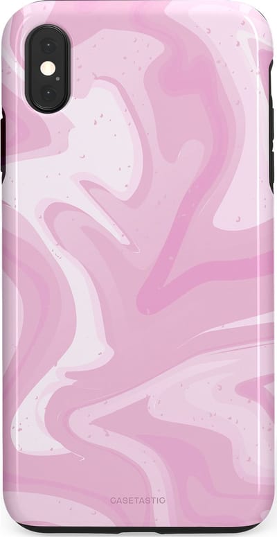Casetastic hoesje geschikt voor Apple iPhone XS Max - Dubbellaagse bescherming - Zoet Roze Marmer - Fashion Case - Lichtroze Wit