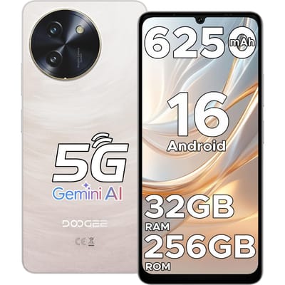 DOOGEE 5G Mobiele Telefoons NOTE 59 PRO, Android 16 Telefoon Met Gemini AI, Octa Core 2.3GHz, 120Hz 6.75 HD+, 6250mAh, 32GB+256GB/2TB goud