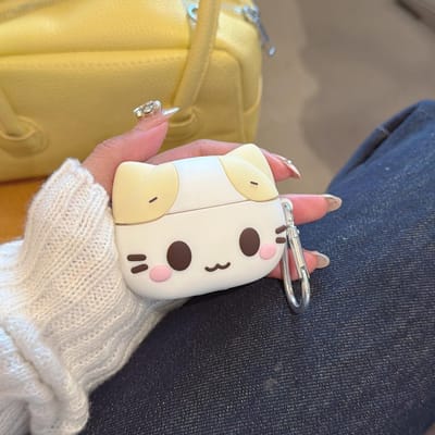Schattige 3D Crème Kat Oortelefoonhoesje Voor Airpods Pro3 Pro2 Pro Airpods 3 4 Zachte Siliconen Bescherming Hoofdtelefoonhoes AirPods Pro2
