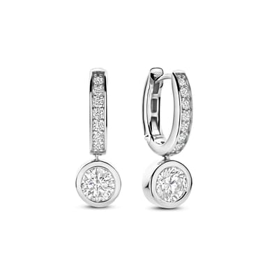 TI SENTO Dames Oorbellen - 925 zilver - Zirconia wit - 78032ZI