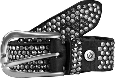 b.belt Leren riem Zoe Silver Stud Belt W85 Black zwart