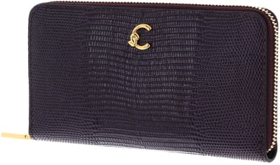 COCCINELLE Leren portemonnee C-Me Lizard Wallet Prune donkerpaars