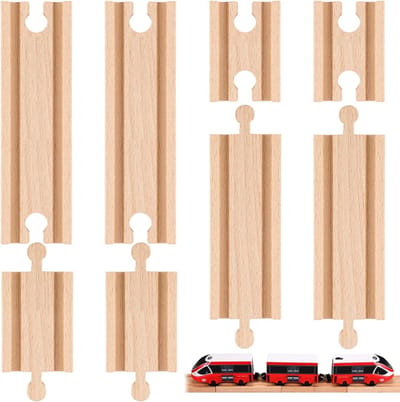 Houten Treinrails - Spoorweg Connectoren - Creatief Spelen - 8 Delige Set - Verschillende Maten - Natuurlijk Hout