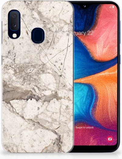 Samsung Galaxy A20e TPU Siliconen Hoesje Marmer Beige