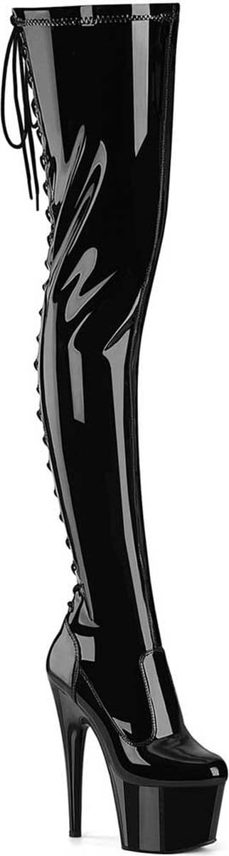 Pleaser - ADORE3850 Plateau Overknee Laarzen - US 5 - 35 Shoes - Zwart