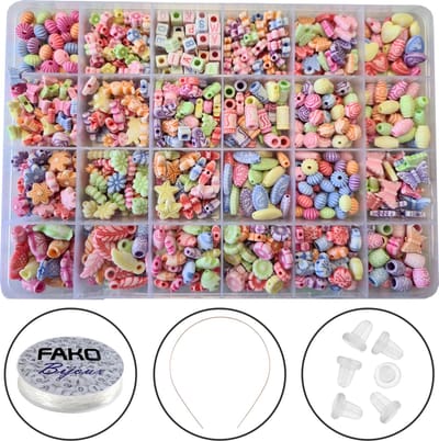 Fako Bijoux - DIY Kinder Kralen Set - Acryl - Sieraden Maken - Serie 4 - Box - 1200 Stuks