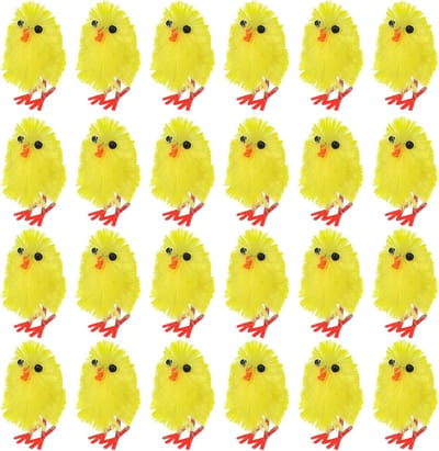 Paaskuikens Pluche - Paasdecoratie Kippen - Tafeldecoratie - Mini Formaat - 3x3x2 cm - Geel