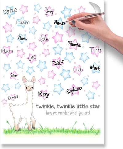 Gender Reveal – Invulposter - 30x40 cm -  Gastenboek - Gender reveal versiering - Hij of zij