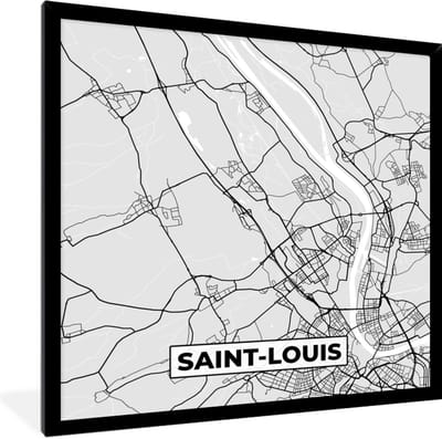 Fotolijst incl. Poster - Kaart - Stadskaart - Saint-Louis - Plattegrond - Frankrijk - 40x40 cm - Posterlijst