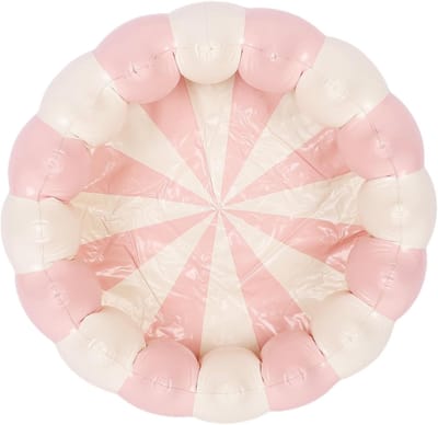 Thijox - Opblaasbaar Zwembad voor Kinderen - Klein Draagbaar PVC-zwembadje voor Binnen en Buiten - Roze Gestreept Ballenbad voor Waterspelletjes - Ø75