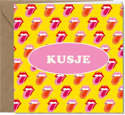 Tallies Cards wenskaarten - Kusje, Dikke kus, liefs, valentijn – RETRO collectie - 4 kaarten met envelop – duurzaam