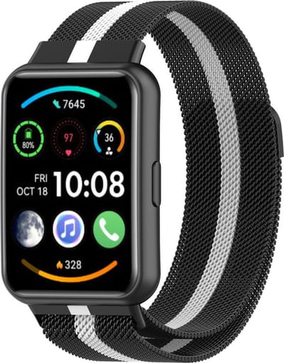 Milanees bandje - geschikt voor Huawei Fit 2 - zwart-wit