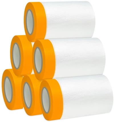 Allecta - Transparante zelfklevende schilderfolie voor bescherming van auto's, muren en stof - 6 rollen afdekfolie 55 cm x 20 m met plakband tape-afdekfolie en spatbescherming