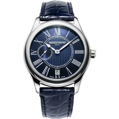 Frédérique Constant FC-318MPN3B6 Horloge - Leer - Blauw - Ø 36 mm