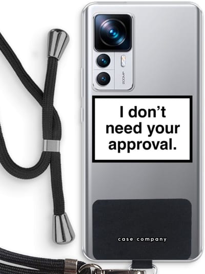 Case Company® - Hoesje met koord geschikt voor Xiaomi 12T hoesje met Koord - Don't need approval - Telefoonhoesje met Zwart Koord - Bescherming aan alle Kanten en Over de Schermrand