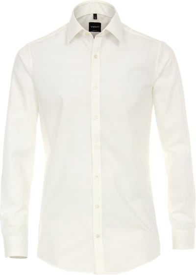 VENTI body fit overhemd - popeline - beige - Strijkvriendelijk - Boordmaat: 42