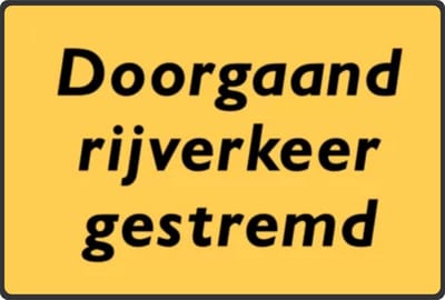 Doorgaand rijverkeer gestremd - sticker - A3