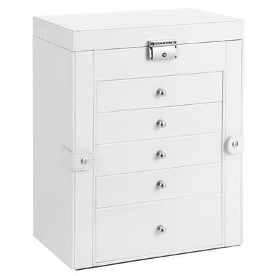 Sieradendoos Organizer - Sieradenopslag - Sieradendoos - MDF-materiaal - Fluwelen voering - Grote spiegel - 26 cm x 15,5 cm x 32 cm