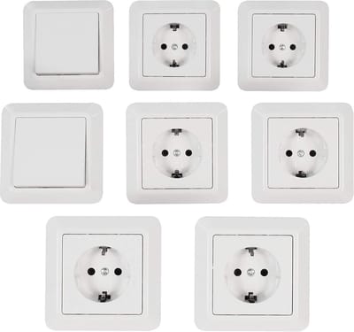 Wandstekkerdoos Schakelaarset - Beginners Set - Elektrische Installatie - Moderne Kunststof - 16 Delig - Wit