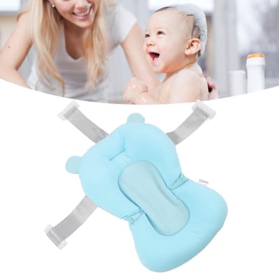 Allecto - Zitkussen voor Babybadje - Drijvend Badzitje - Veilig en Comfortabel - Blauw - Verstelbare Babybadsteun - Geschikt voor Pasgeborenen