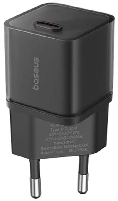 Baseus GaN5S USB-C Snellader | 20W Power Delivery Adapter | Telefoon Oplader | Fast en Quick Charge | Geschikt voor o.a iPhone 14 / 15 | Zwart