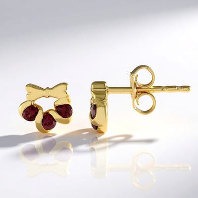 Cavill - 925 Sterling Zilver Verguld Oorbellen - 6x Rode Spinel 0,20ct Rond - Luxe Oorbellen met Kliksluiting en Elegant Design