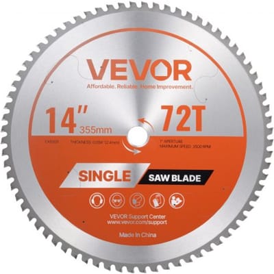 VEVOR Cirkelzaagblad (355 mm φ & 72 scherpe tanden & 2,4 mm dikte) Ideaal voor staal en aluminium, compatibel met cirkelzaag, zaagblad van gelegeerd staal met geluiddempende verwarmingskanalen, 1 st.