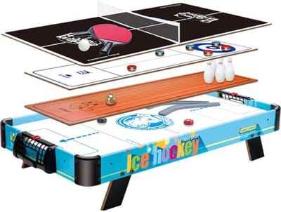 4in1 multifunctionele speeltafel - 40x75cm - 4 spellen - hockey tafeltennis bowling shuffle - inclusief accessoires