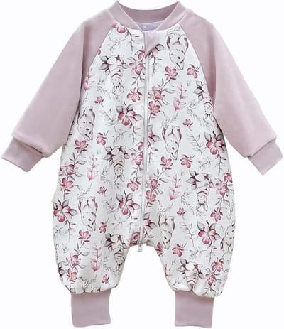 Warme babyslaapzak met voetjes en lange mouwen, 1.5 TOG, fleece voor peuters