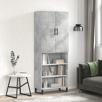 vidaXL - Hoge - kast - 69,5x34x180 - cm - bewerkt - hout - betongrijs
