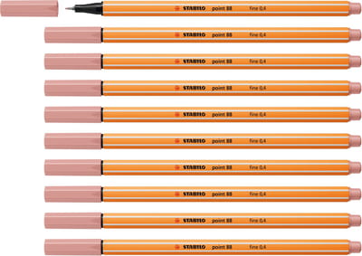 STABILO point 88 - Premium Fineliner - Fine 0,4 mm – Oudroze – Doos 10 stuks