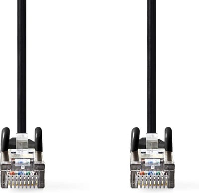 CAT5e Netwerkkabel - SF/UTP - RJ45 Male - RJ45 Male - 0.30 m - Rond - PVC - Zwart - Polybag