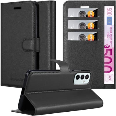 Cadorabo Hoesje geschikt voor Samsung Galaxy M23 5G in PHANTOM ZWART - Beschermhoes met magnetische sluiting, standfunctie en kaartvakje Book Case Cover Etui