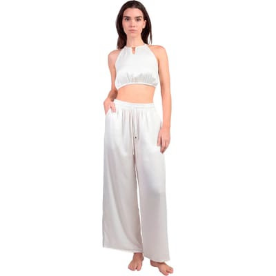 Jumpsui Admas Zomerse satijnen top en broek Satinee Beach