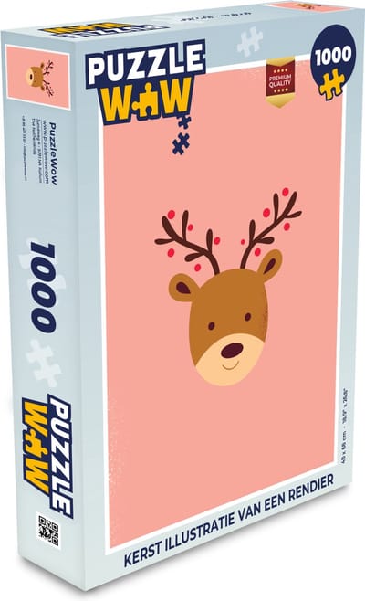Puzzel Rendier - Kerst - Roze - Kerstmis - Winter - Legpuzzel - Puzzel 1000 stukjes volwassenen - Kerst - Cadeau - Kerstcadeau voor mannen, vrouwen en kinderen