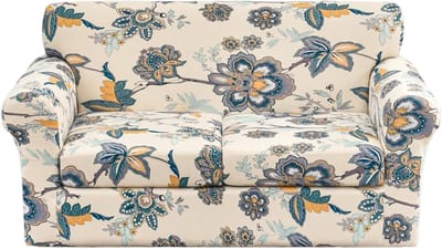 Verstelbare Stretch Sofa Cover voor 2-zitsbank, Elastische Hoes, Bescherming en Stijl met Poppies Motief