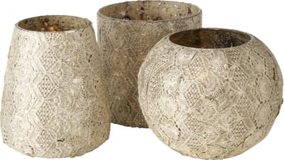 Windlicht - 3 set - Glas - Goud - Handmade - Ø11cm - 12cm